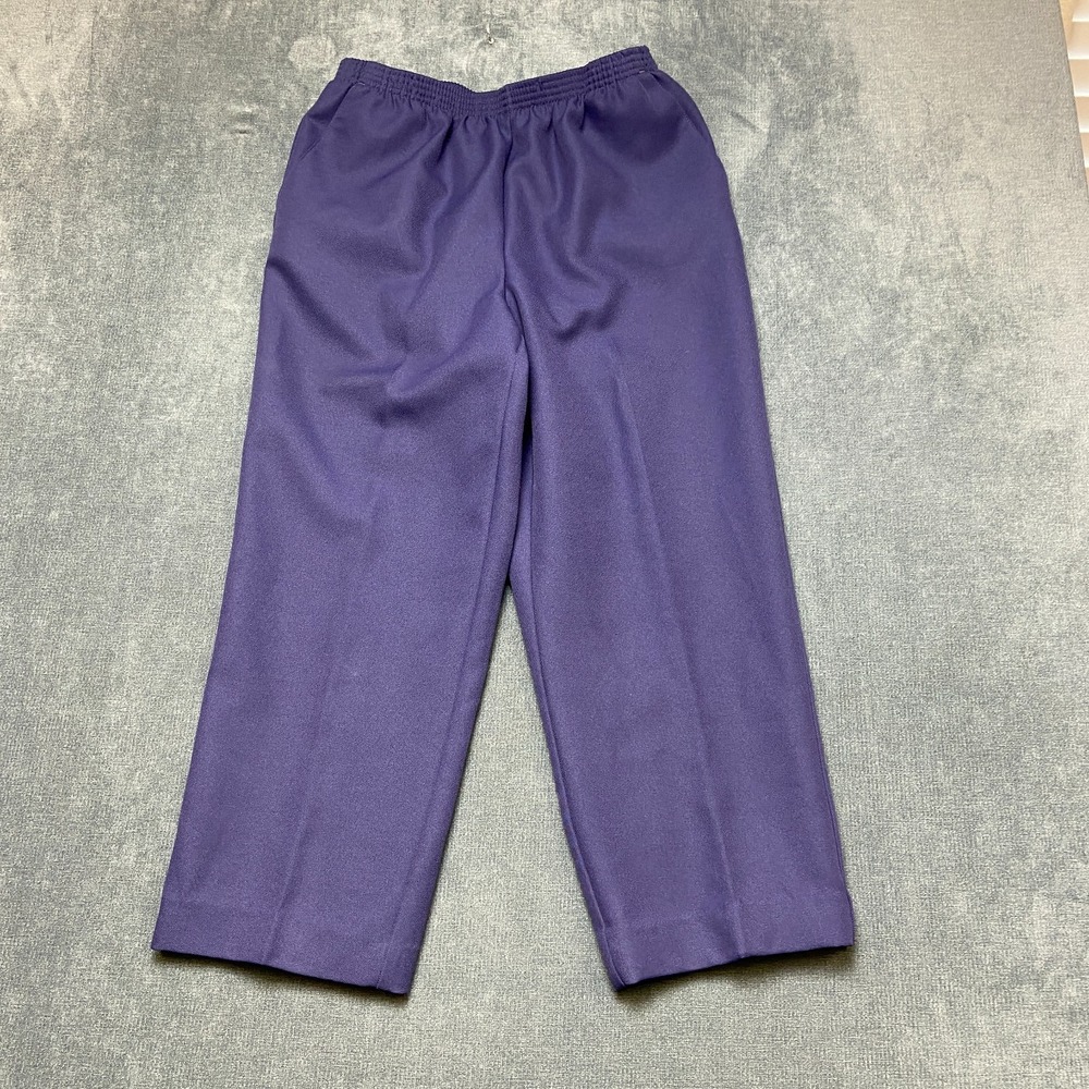 Alfred Dunner Pants Womens 8 Purple Slash Pockets Elastic Waist Straight Leg